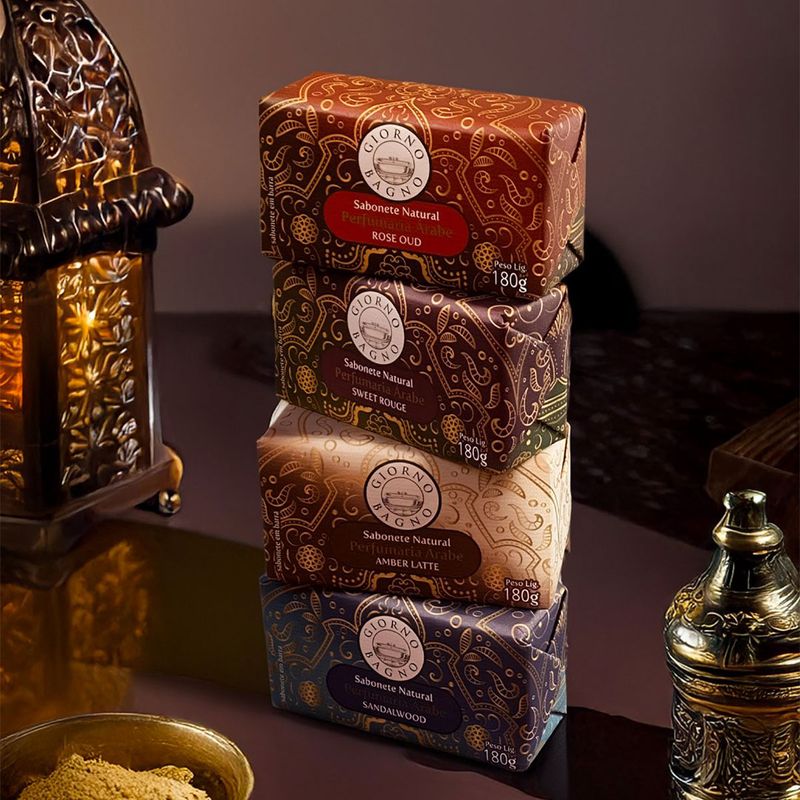 Giorno bagno perfumaria árabe rose oud - sabonete natural 180g