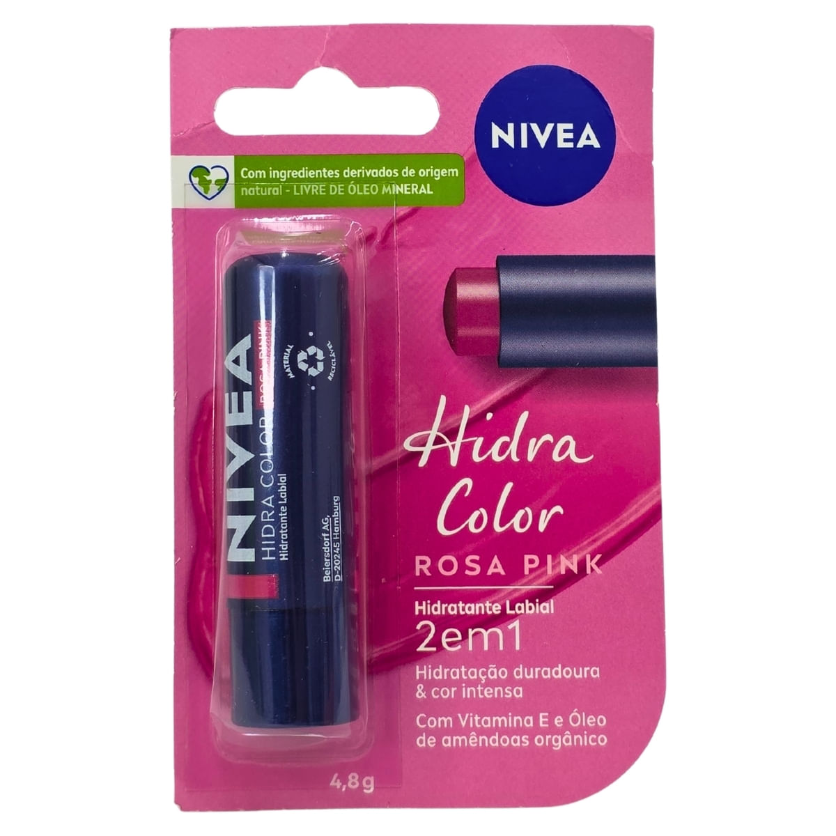 Hidratante Labial Rosa Pink 2 em 1 Hidra Color Nivea 4,8g