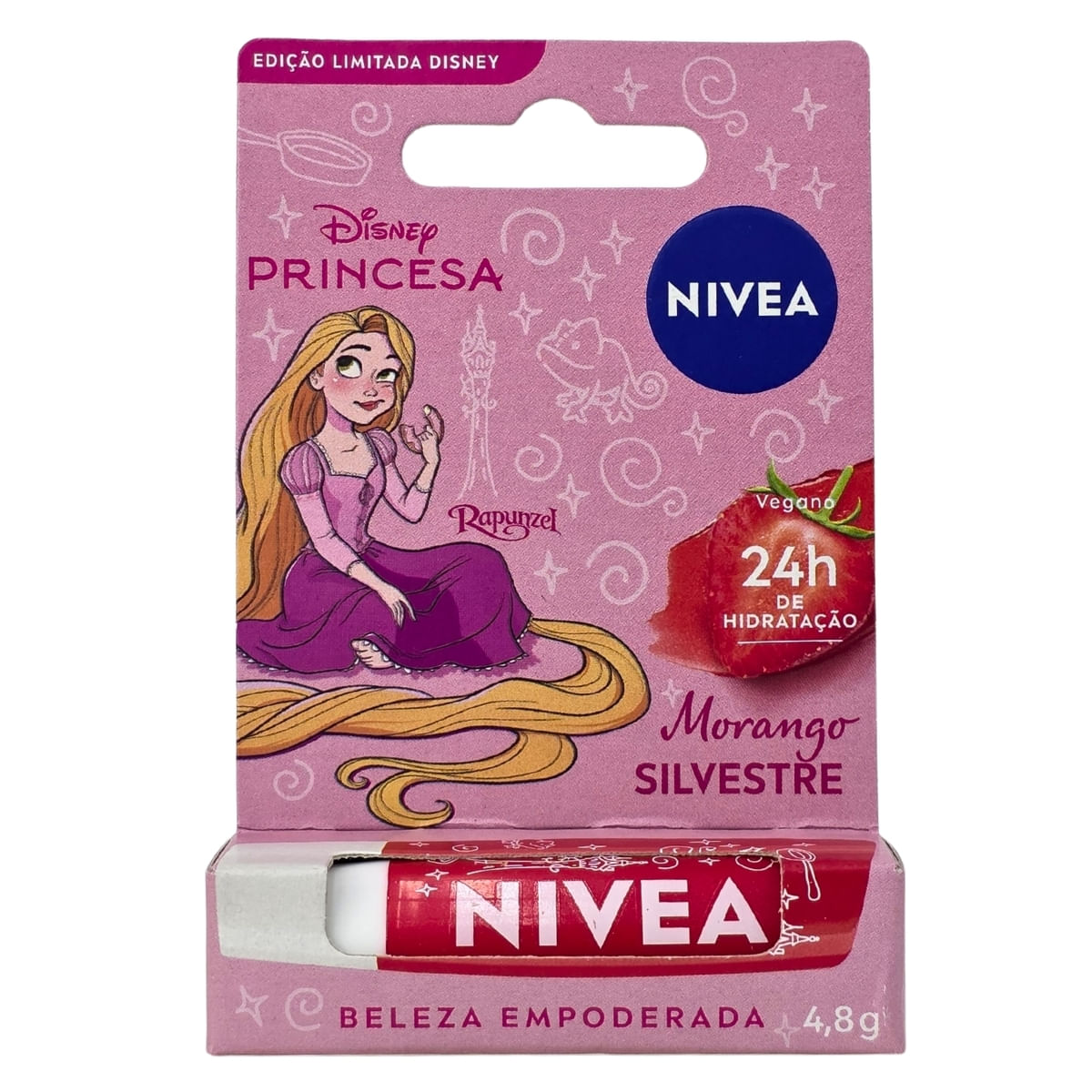 Hidratante Labial Morango Silvestre Rapunzel Disney Princesa Nivea 4,8g