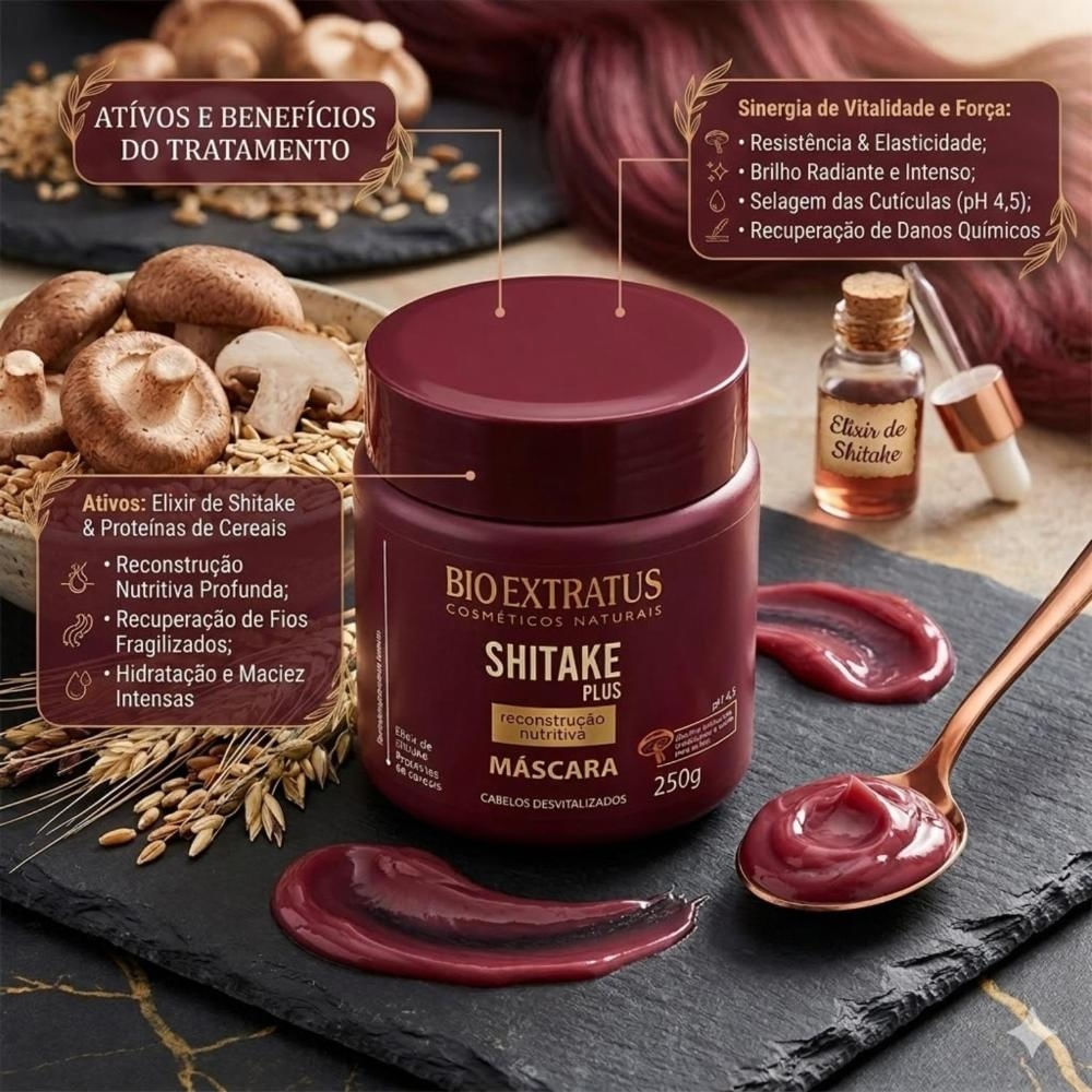 Kit Bio Extratus Shitake Shampoo Condicionador Máscara 350ml
