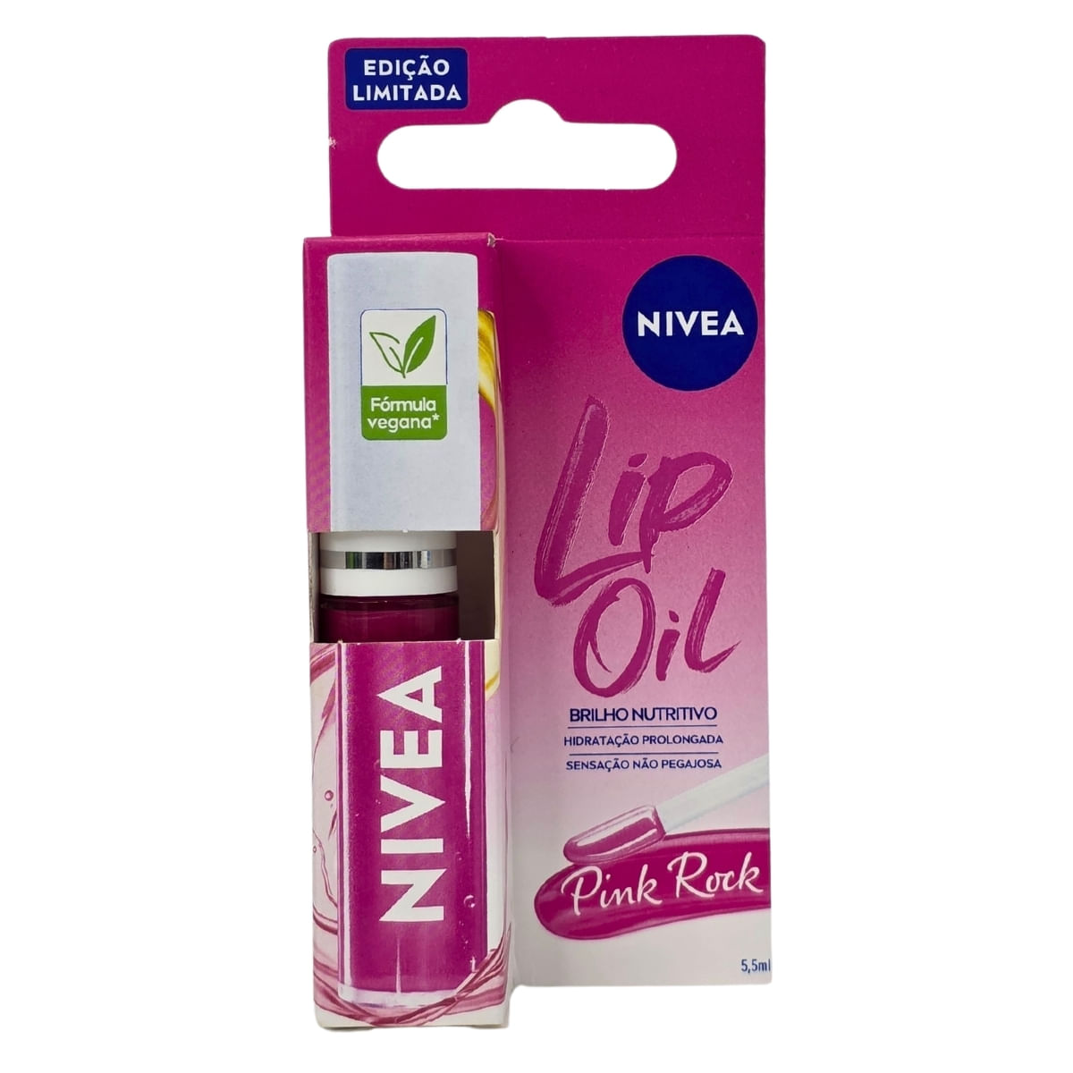 Lip Oil Hidratante Labial Com Efeito Gloss Pink Rock Nivea 5,5ml