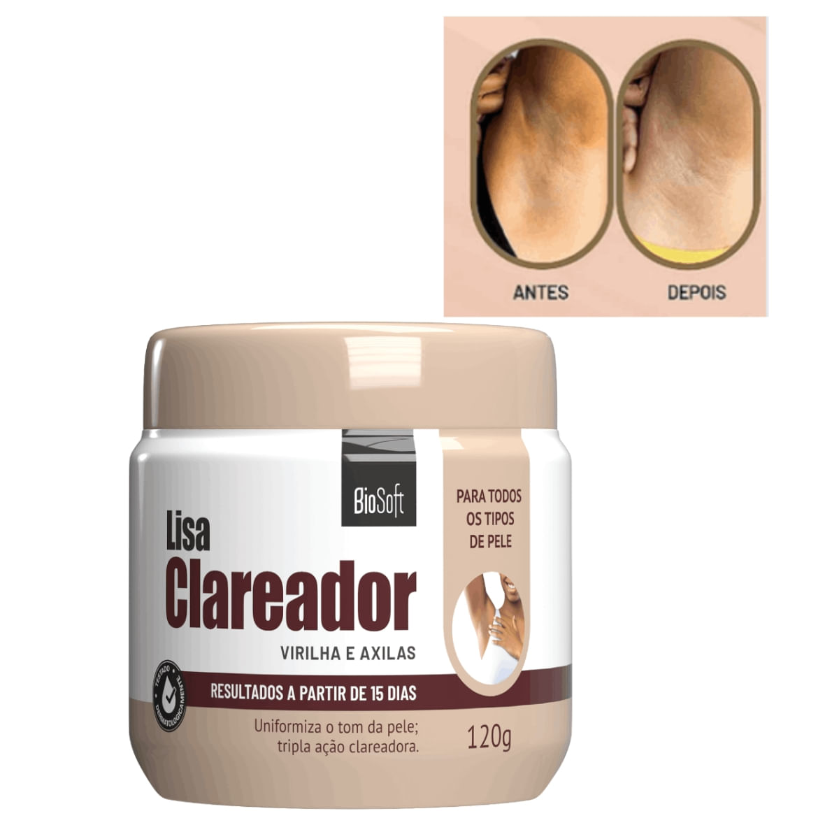 Creme Lisa Clareador de Virilha e Axilas Pote 120g