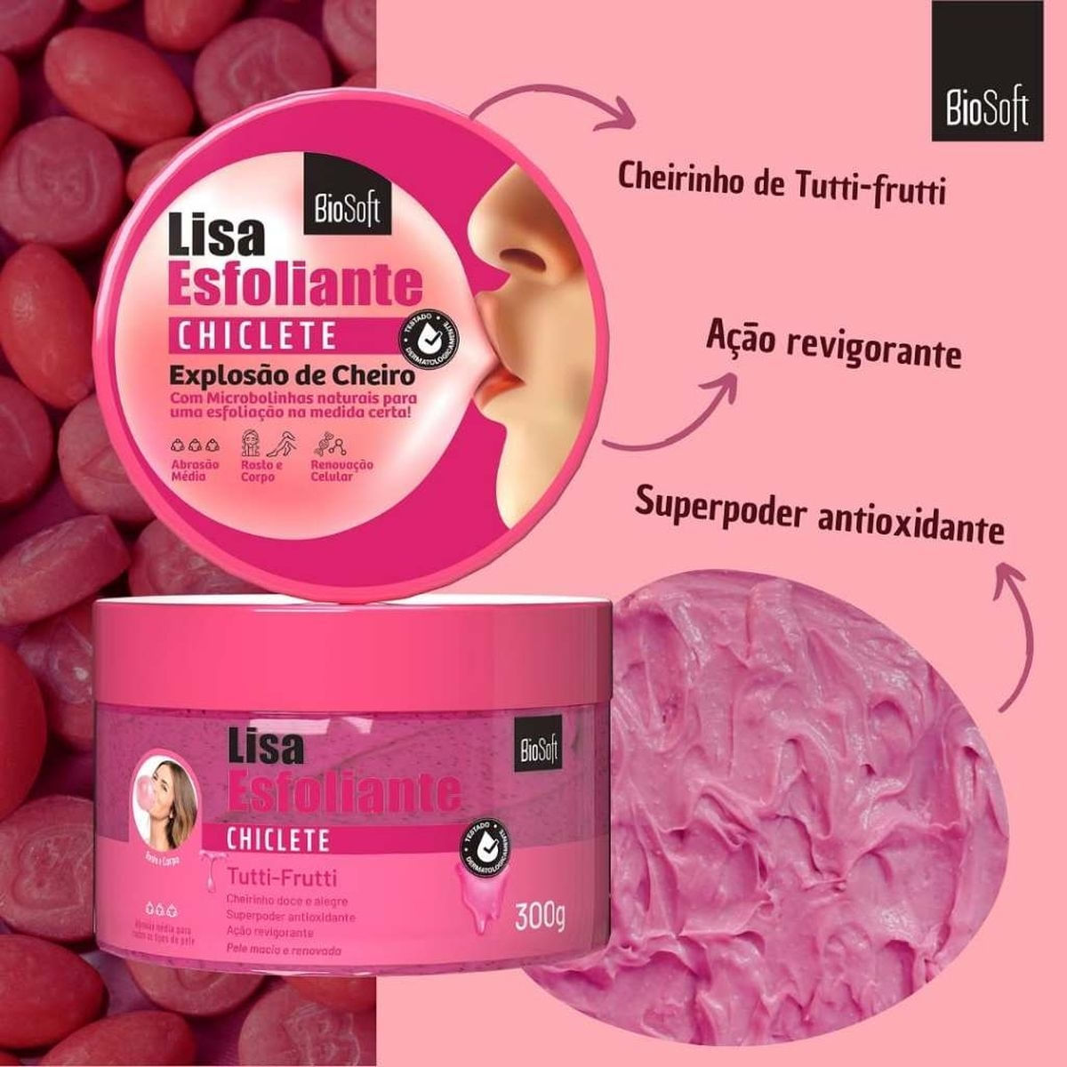BI-Buslin ダイエットサプリ 4袋セット 60g Bio Soft Lisa Esfoliante Chiclete 300g - Época Cosméticos
