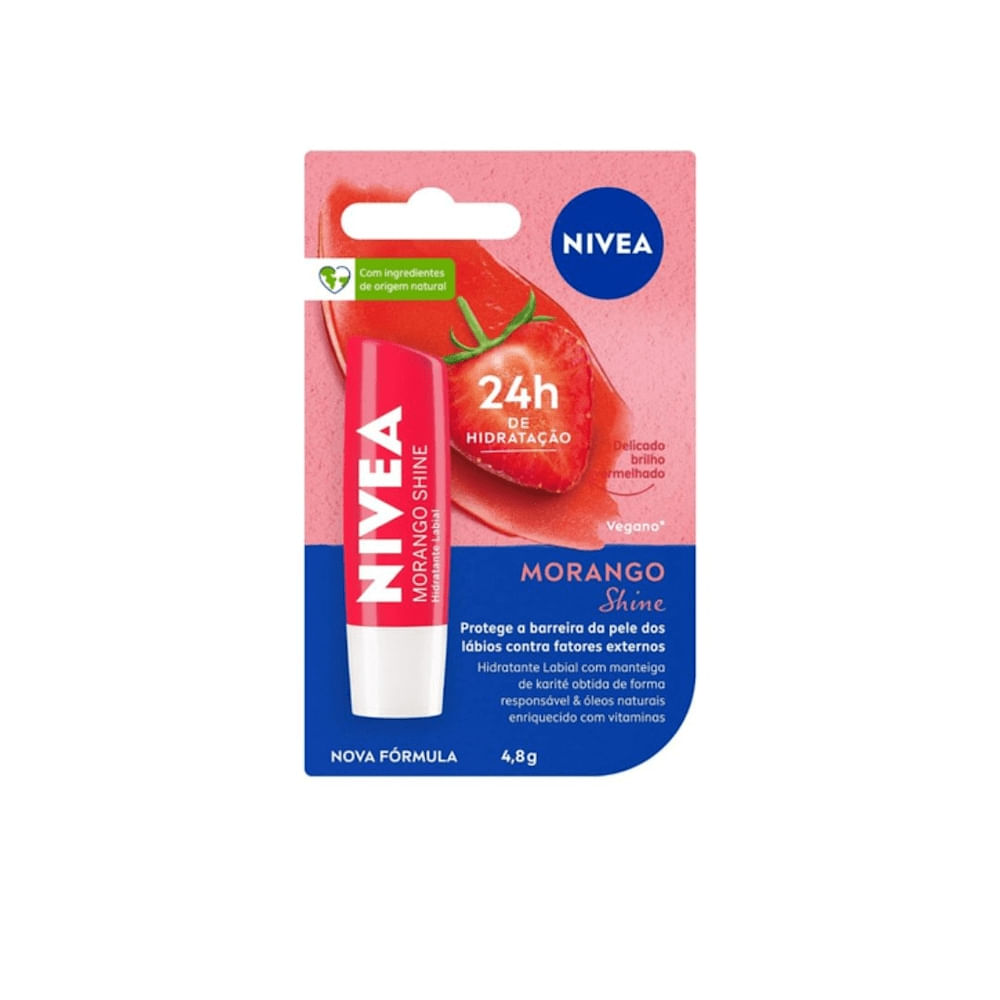 Protetor Labial Morango Shine Nivea Bastão 4,8g