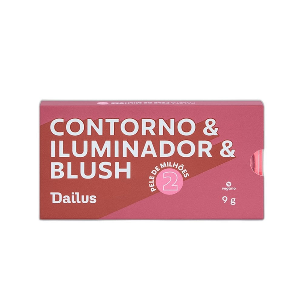Paleta Dailus Pele de Milhões Contorno + Iluminador + Blush 02