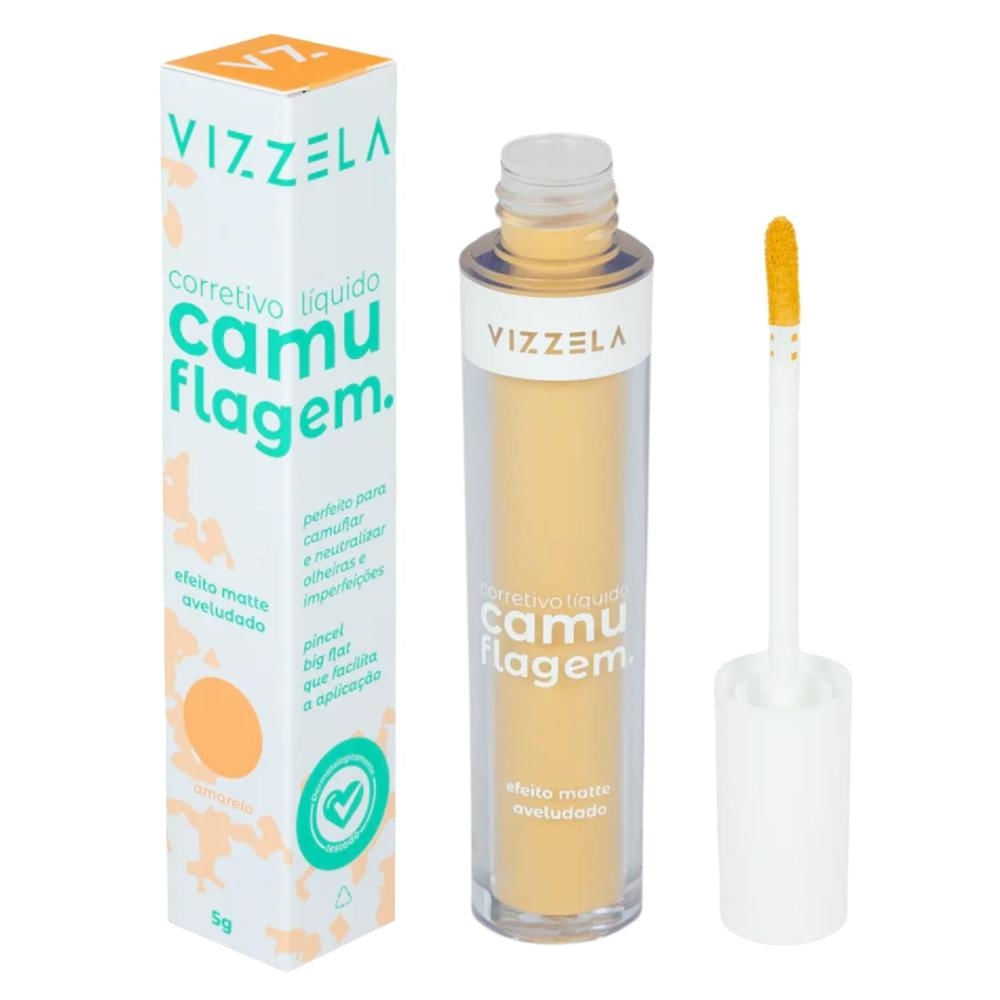 Corretivo Líquido Vizzela Camuflagem Amarela Alta Cobertura