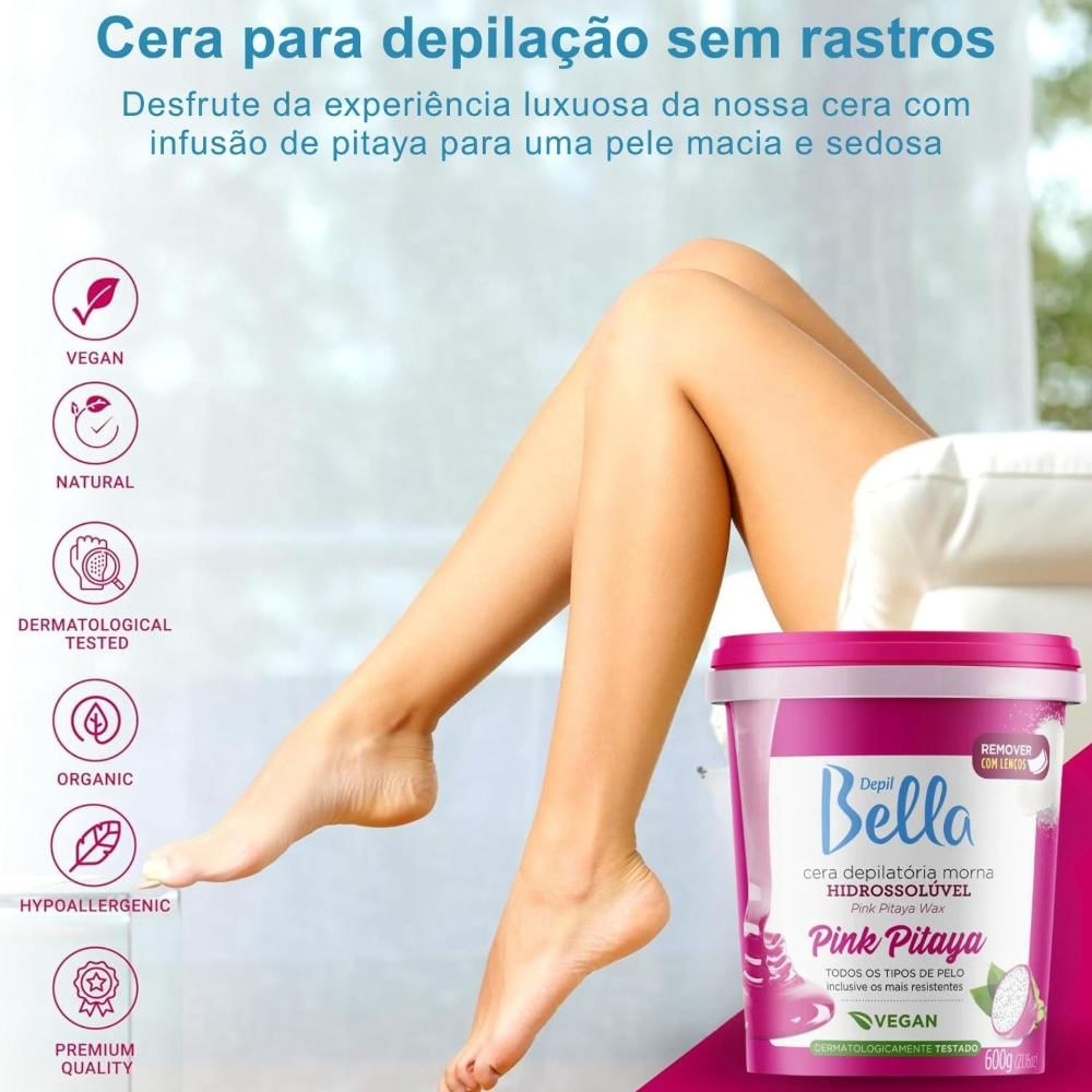 Cera Hidrossoluvel Morna Pink Pitaya Depil Bella 600g - Época
