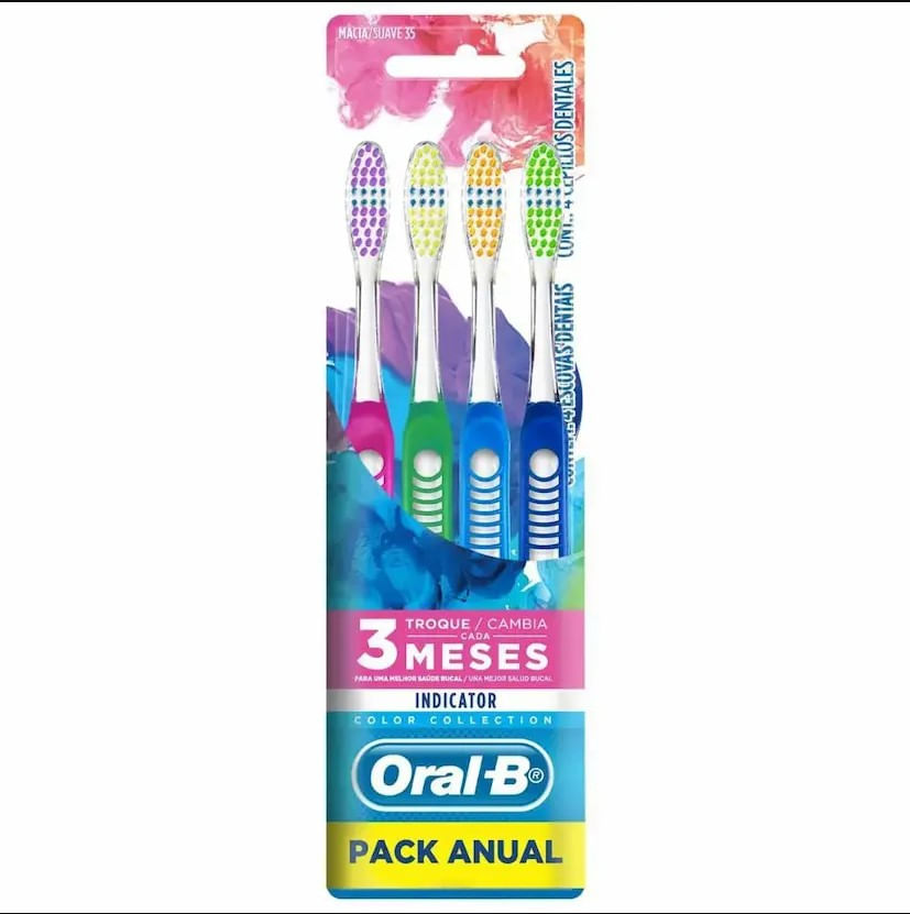 ESCOVA DE DENTE ORAL-B INDICATOR COLOR COLLECTION 4 UNIDADES