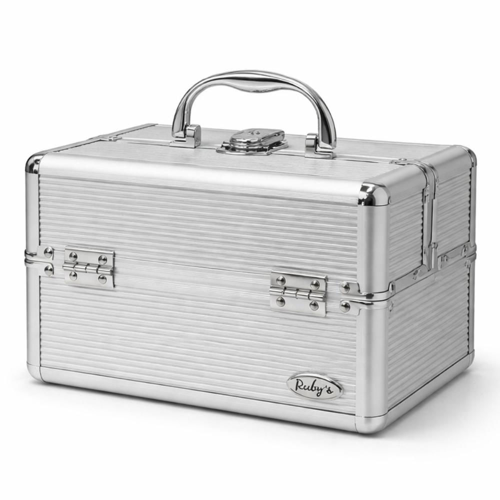 Maleta de Maquiagem Ruby's Prata com 2 Bandejas Fs-1142a