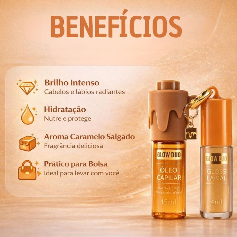 Kit Ox Mari Maria Glow Duo Caramelo Salgado Com Chaveiro: Óleo
