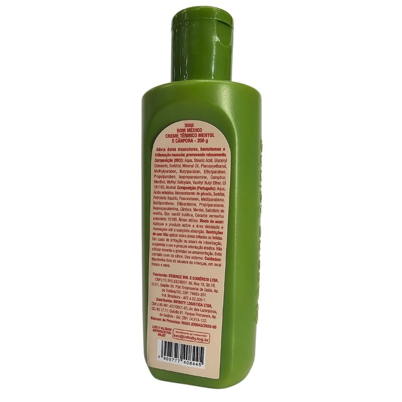 Creme Térmico Para Massagem Relaxante Com Mentol e Cânfora Bom
