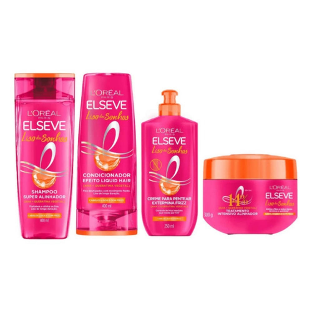 Kit Elseve Liso Dos Sonhos Shamp+condic400ml+mascara+creme