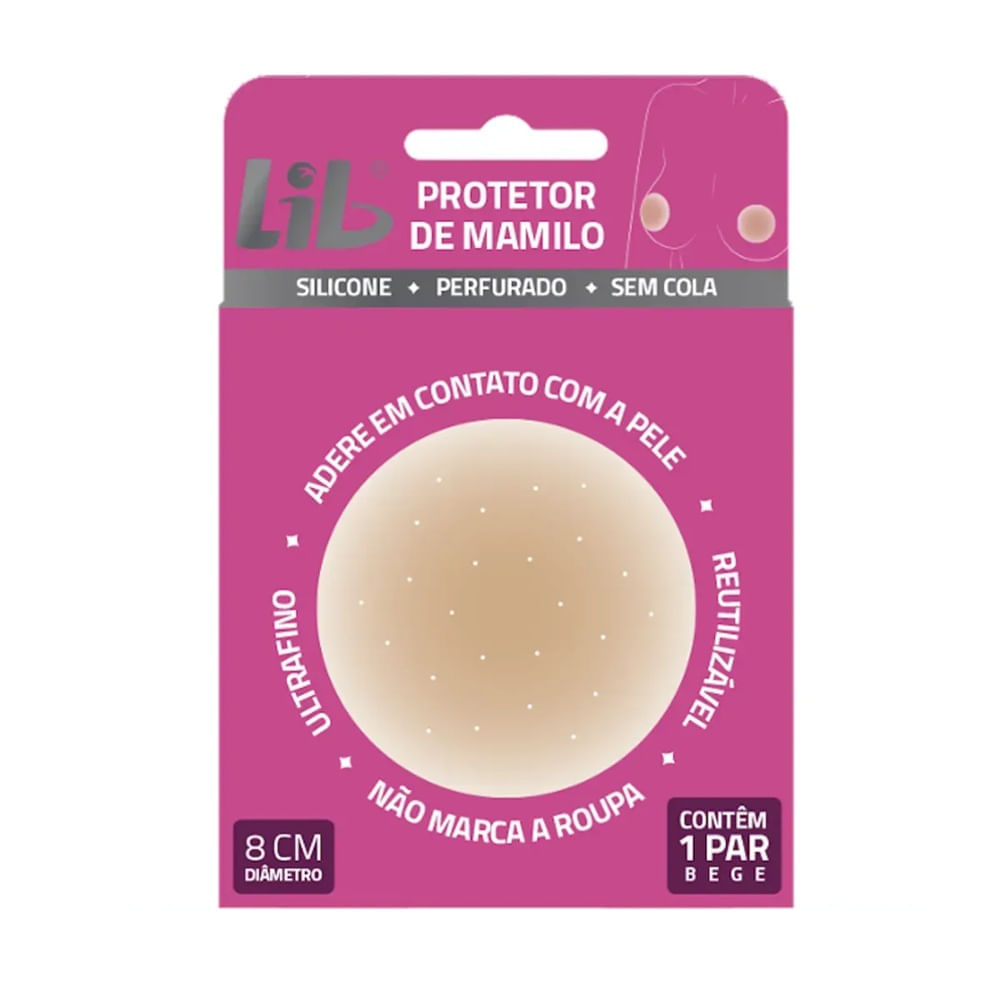 Protetor de Mamilo de Silicone Lib Perfurado Sem Cola 1 Par Protetor Mamilo Lib 1 Par Perfurado Sem Cola