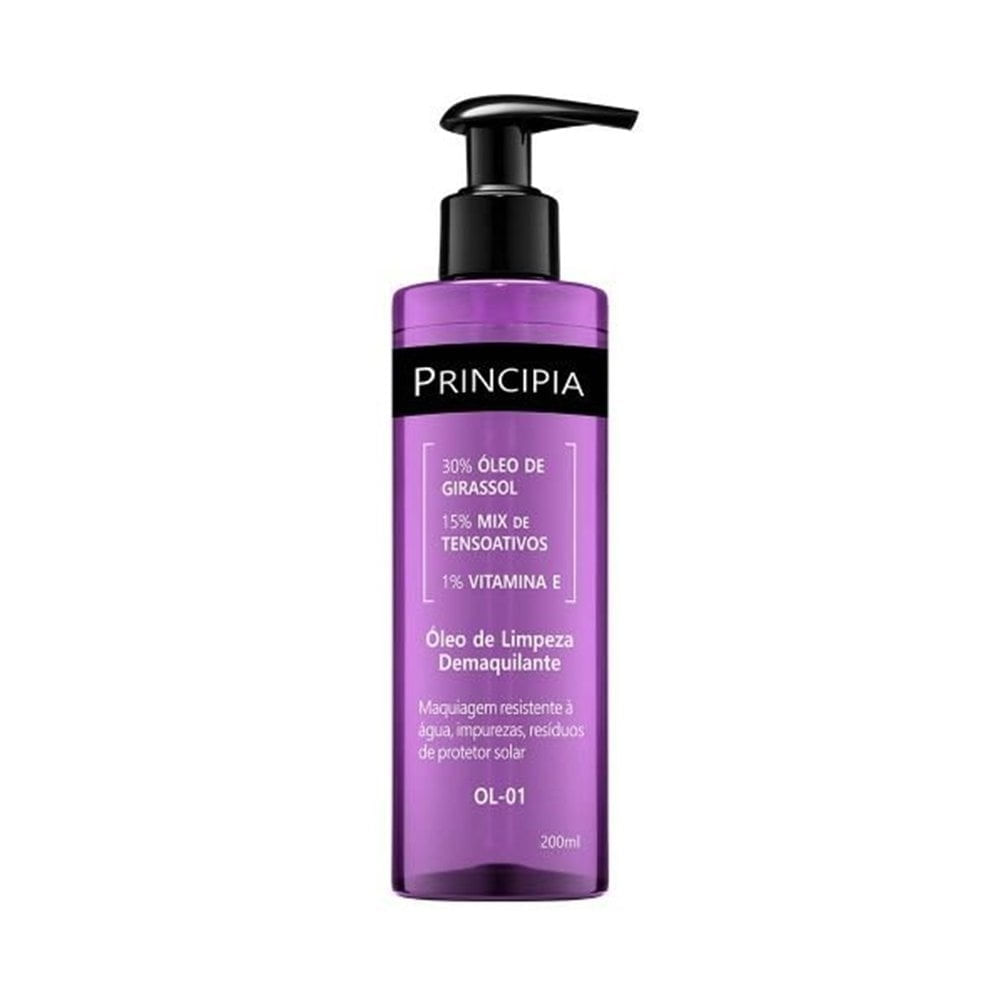 Óleo de Limpeza Demaquilante Principia 30% Óleo de Girassol + 5% Mix de Tensoativos + 1% Vitamina E OL-01 200ml