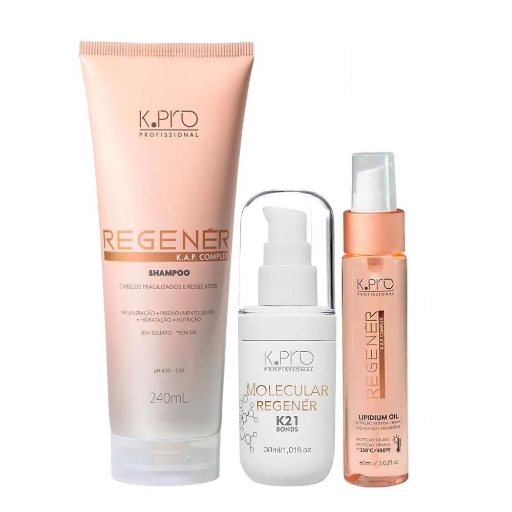 Kit K.Pro Regenér - Shampoo 240ml + Óleo 60ml + K21 30ml