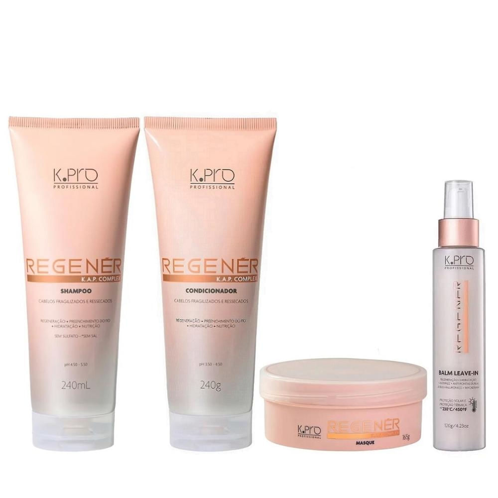 Kit K.Pro Regenér - Shampoo + Condicionador + Máscara + Balm