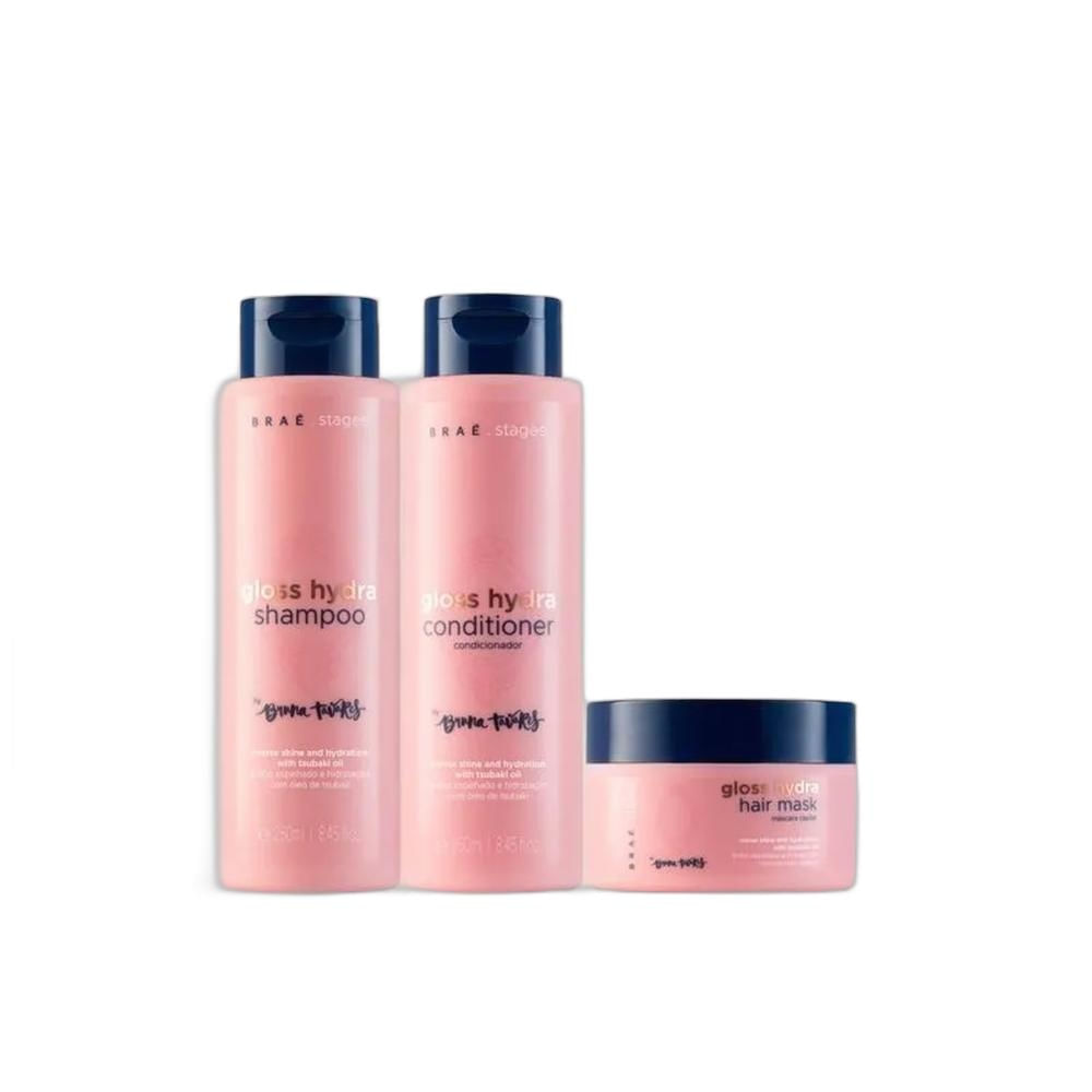 Kit Braé Stages by Bruna Tavares Gloss Hydra - Shampoo & Condicionador 250ml + Máscara 200g