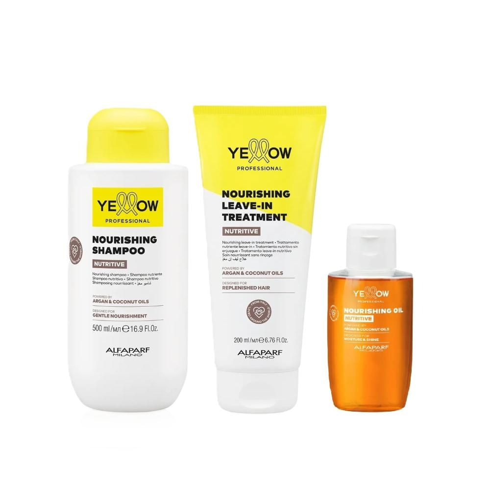 Kit Yellow Nutritive Tratamento Nutritivo - Shampoo 500ml + Leave-In 200ml + Óleo Capilar 100ml