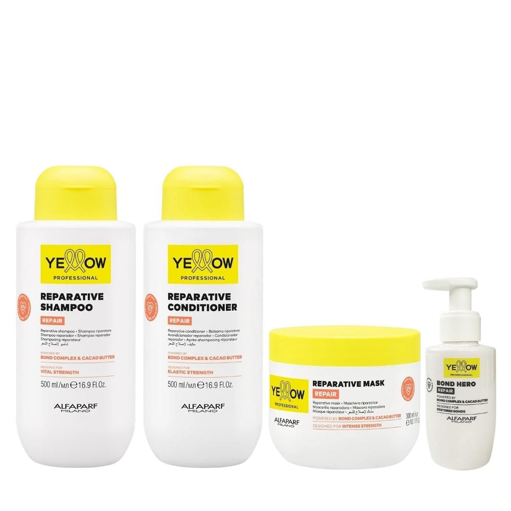 Kit Yellow Repair Tratamento Reparador - Shampoo & Condicionador 500ml + Máscara 300ml + Bond Hero 100ml