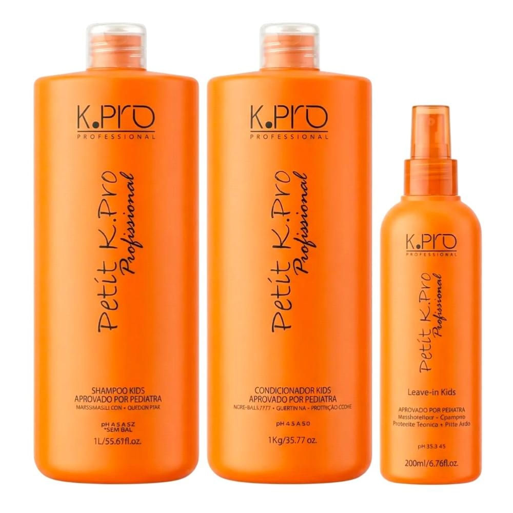 Kit K.Pro Petit - Shampoo 1 Litro + Condicionador 1 Litro + Leave-In 200ml