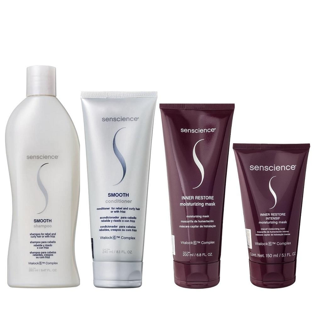 Kit Senscience Smooth - Shampoo 280ml & Condicionador 240ml + Inner Restore Deep 200ml + Inner Restore Intensif 150ml