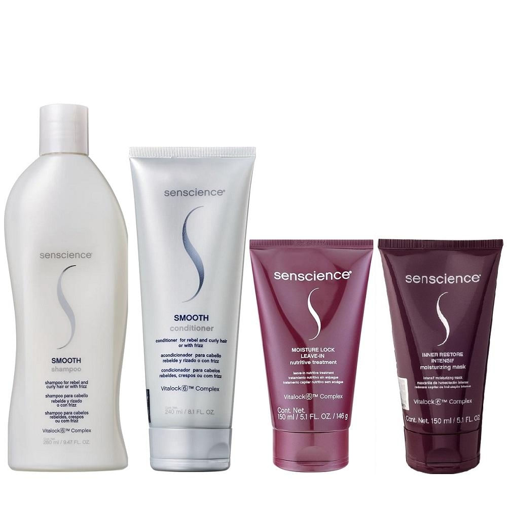 Kit Senscience Smooth - Shampoo 280ml & Condicionador 240ml + Moisture Lock Leave-In 150ml + Inner Intensif 150ml