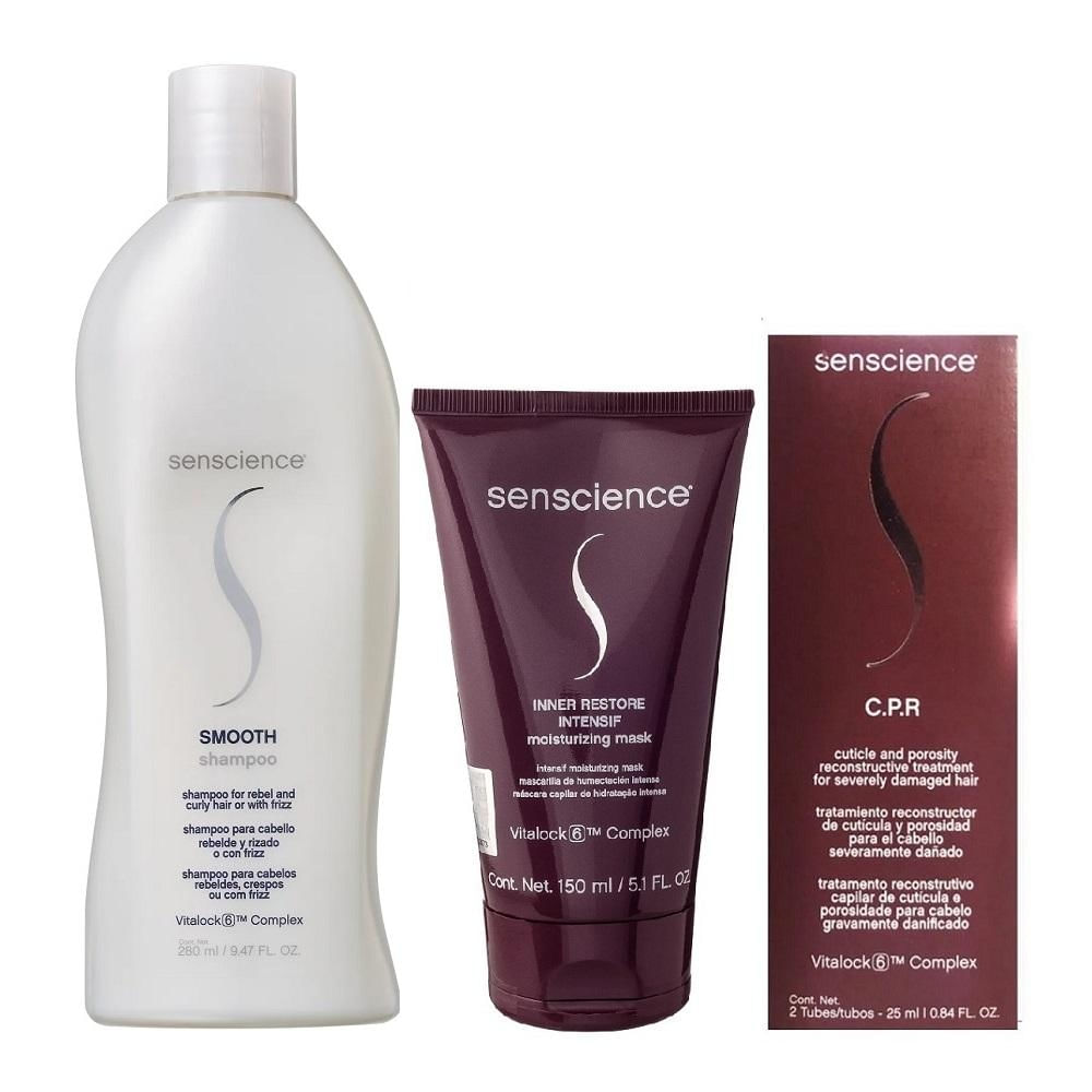 Kit Senscience Smooth - Shampoo 280ml + Inner Restore Intensif 150ml + CPR (2x25ml)