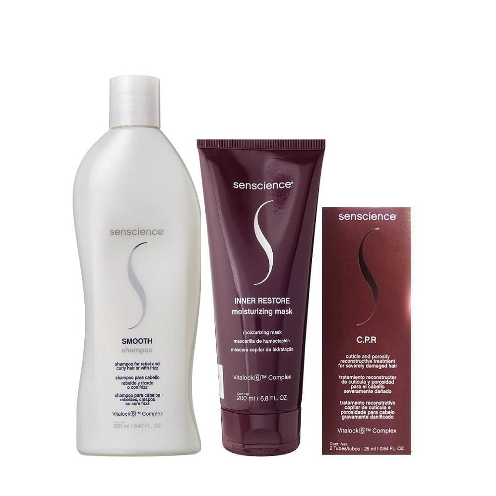 Kit Senscience Smooth - Shampoo 280ml + Máscara Inner Restore Deep 200ml + CPR (2x25ml)