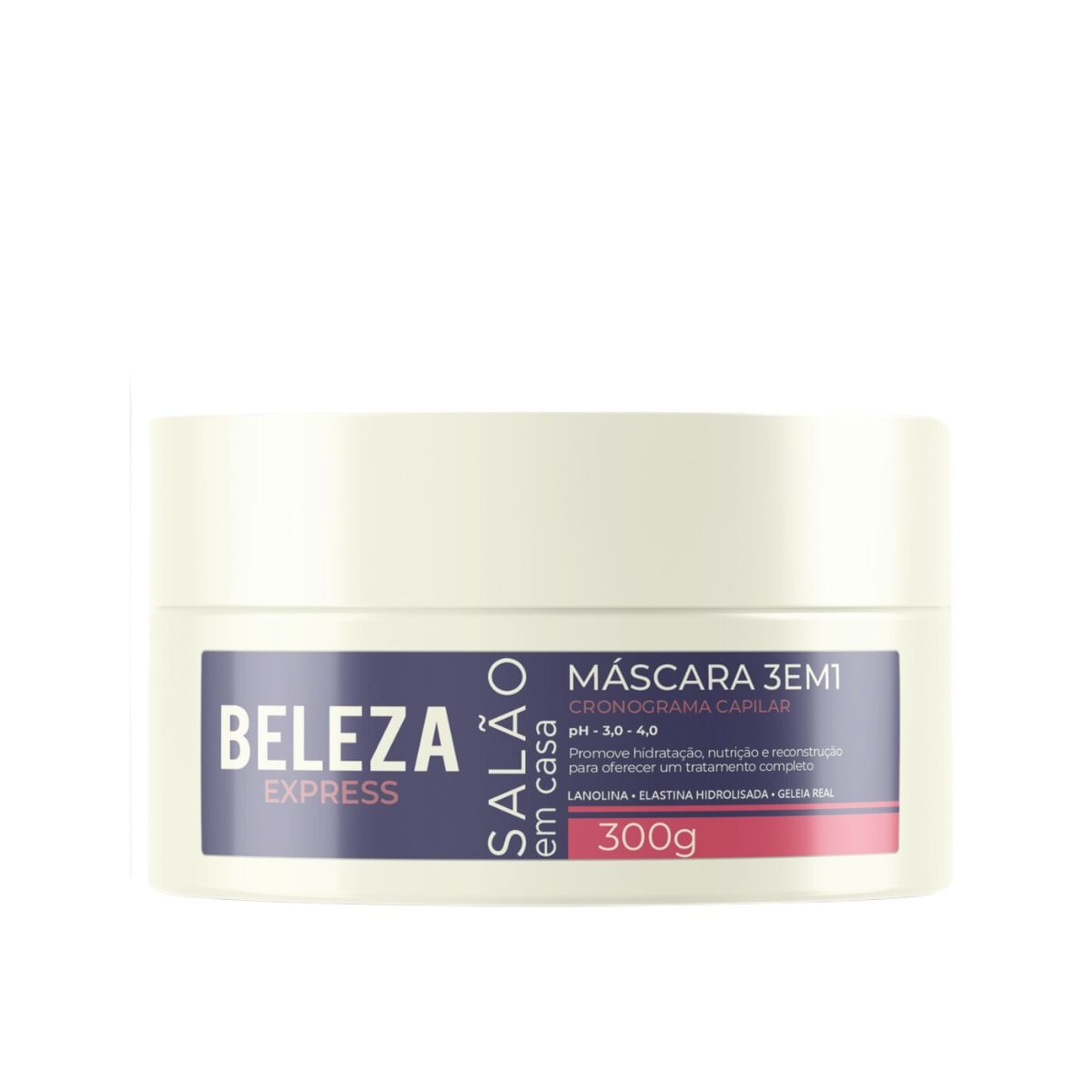 Máscara de tratamento Capilar Cronograma 3 em 1 Linha Cabelo de Salão em Casa Beleza Express 300gr