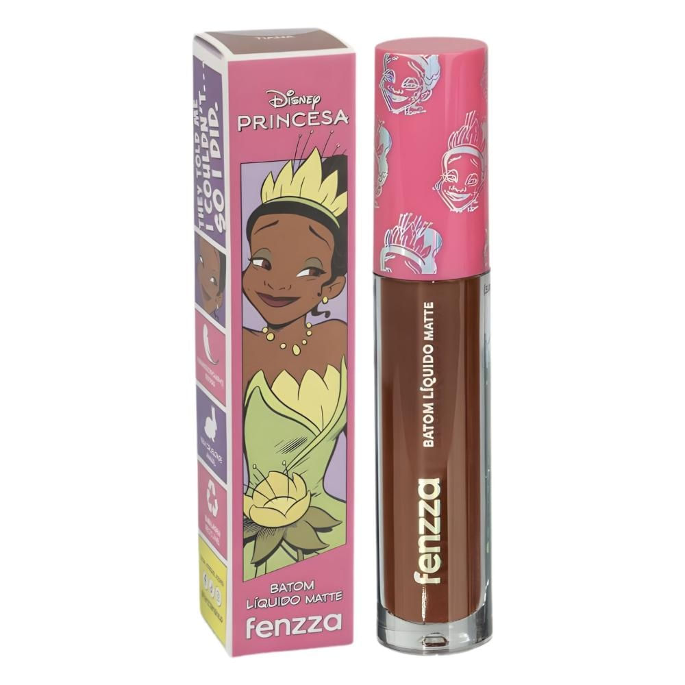 Batom Líquido Matte Fenzza Disney Princesa Tiana Dis108