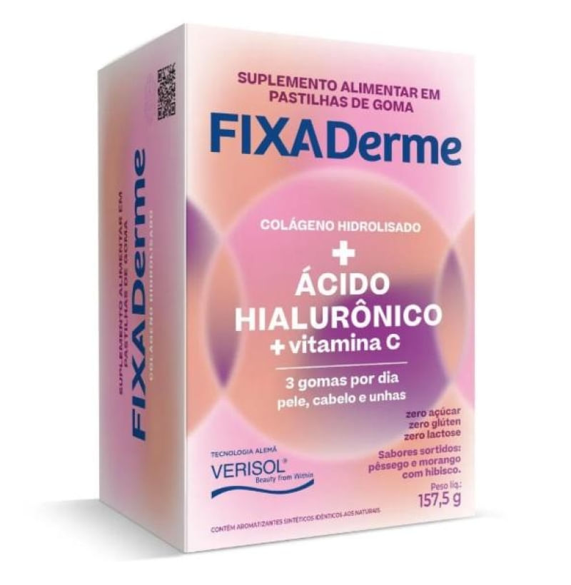Fixa Derme Colágeno Hidrolisado + Ácido Hialurônico 15 sachês