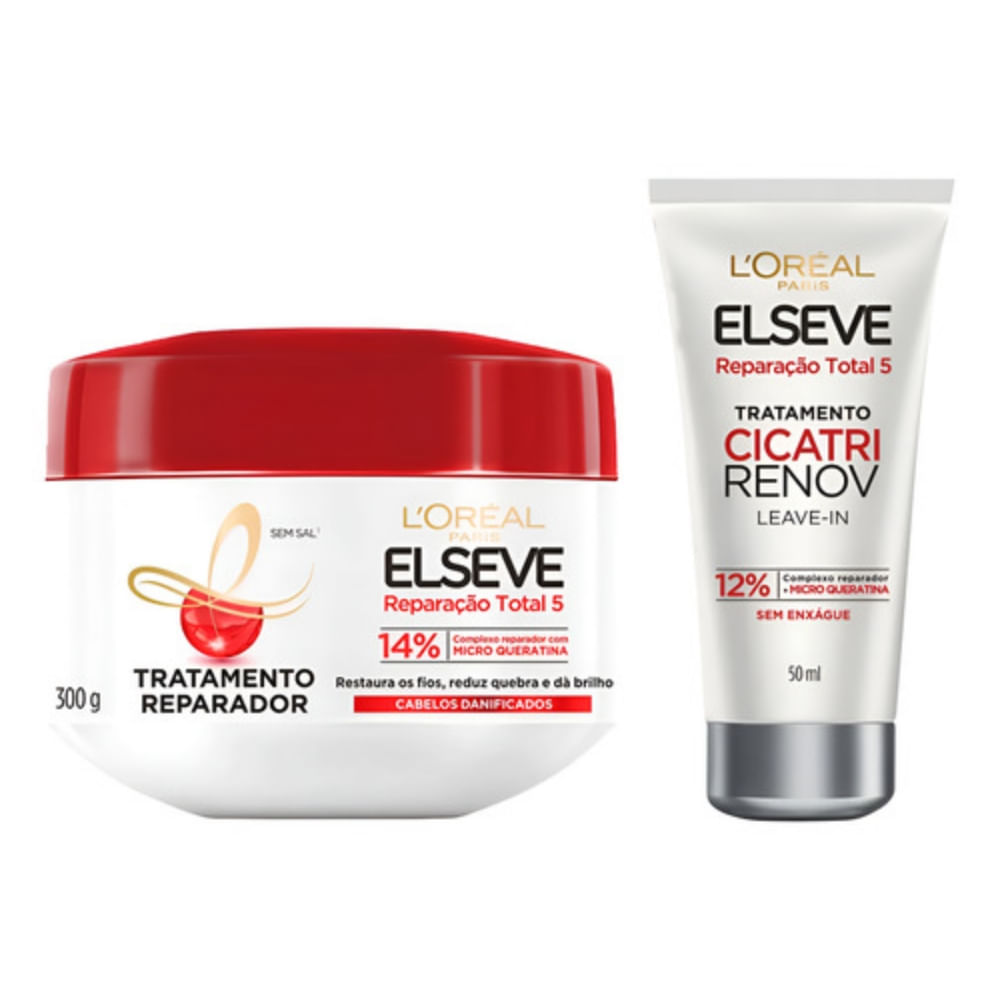 Kit Reparação Total Máscara + Cicatri Renov 50 Ml Elseve