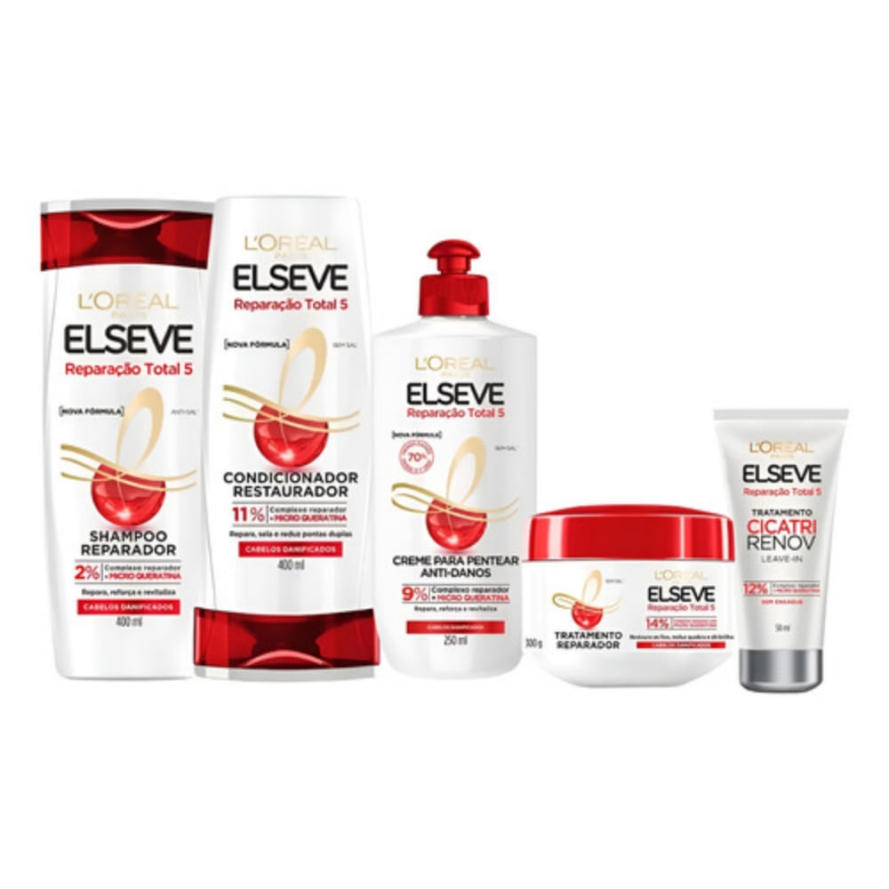 Kit Reparação Total  + Cicatri Renov 5 Itens Elseve