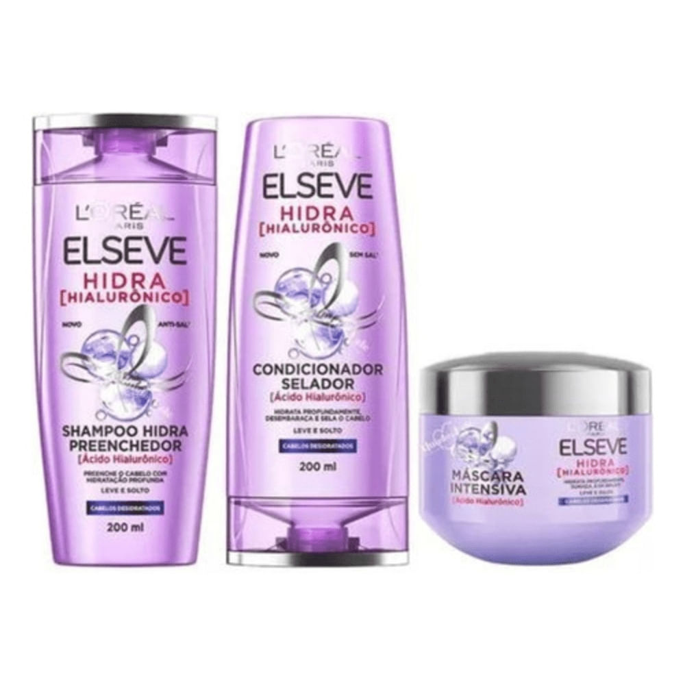 Kit Elseve Hidra Hialurônico: Shampoo + Condicionador 200 ML + Máscara