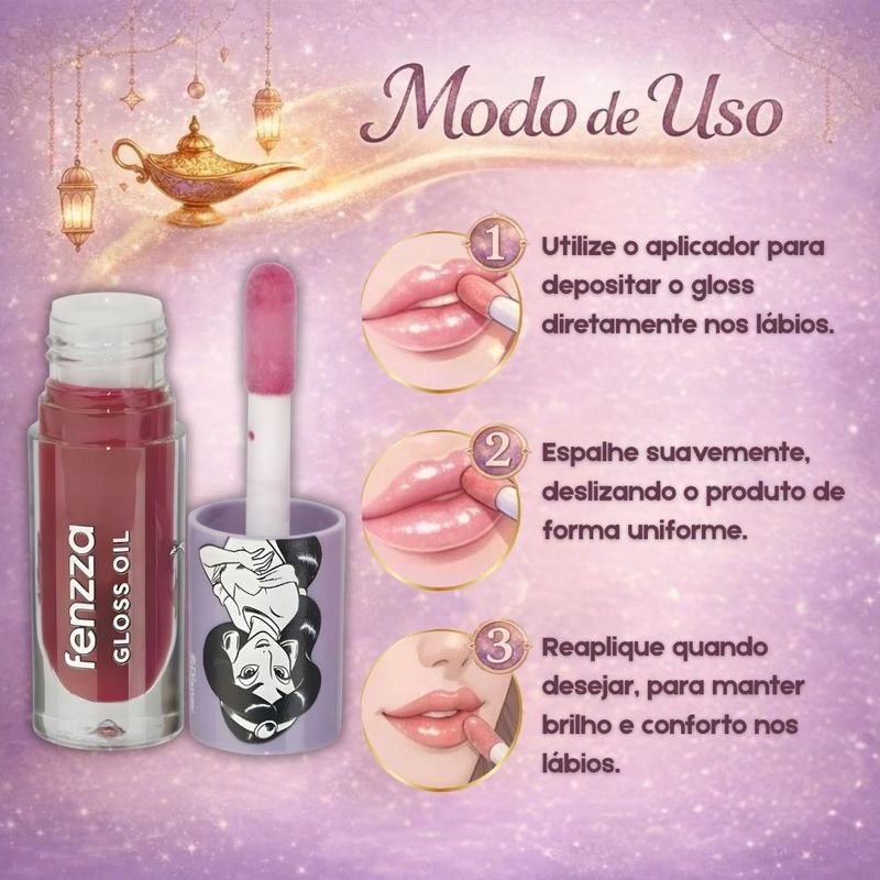 Gloss Oil Labial Fenzza Disney Princesa Jasmine Mirage Glow Dis124
