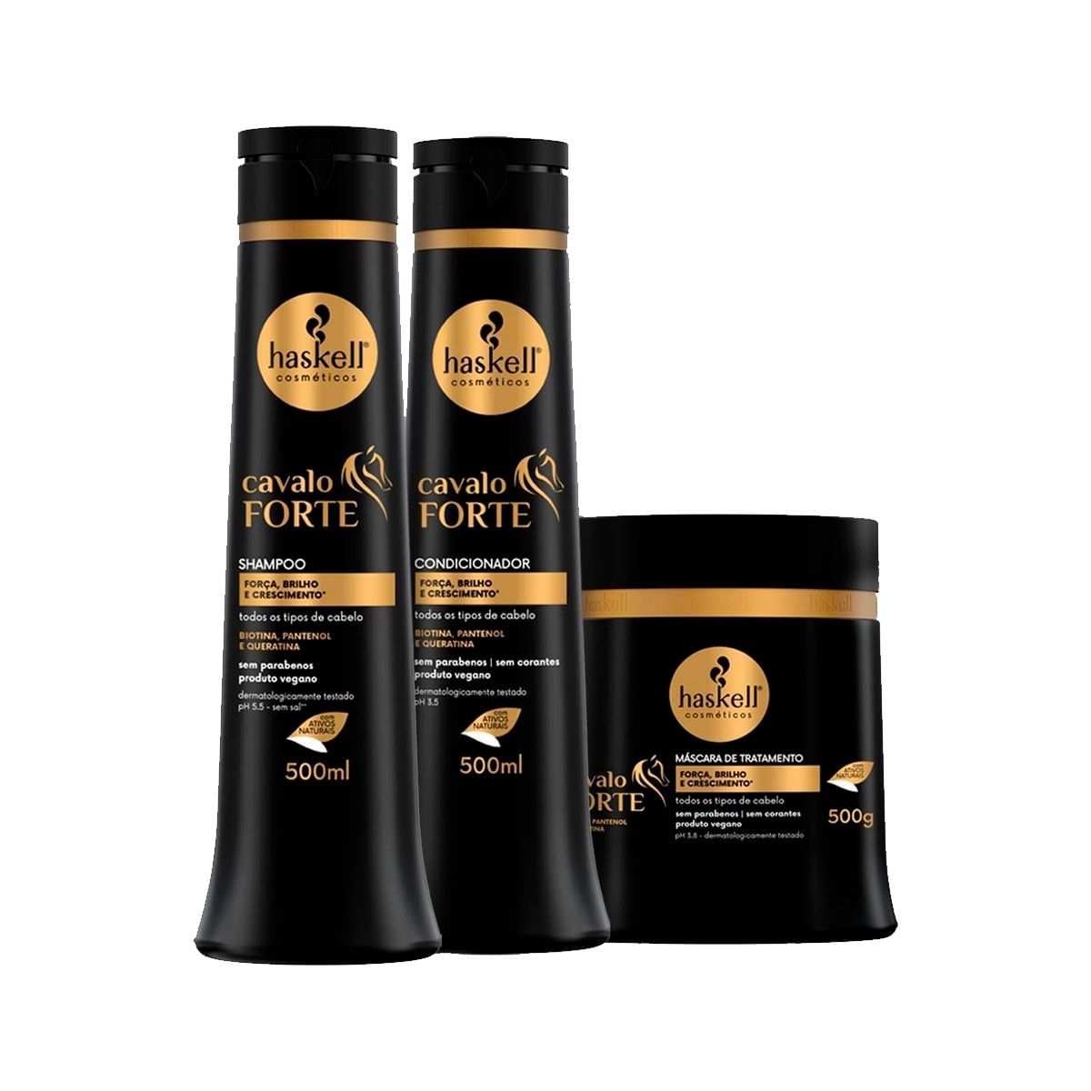 Trio Cavalo Forte (Shampoo + Condic + Mascara) 500Ml - Haskell