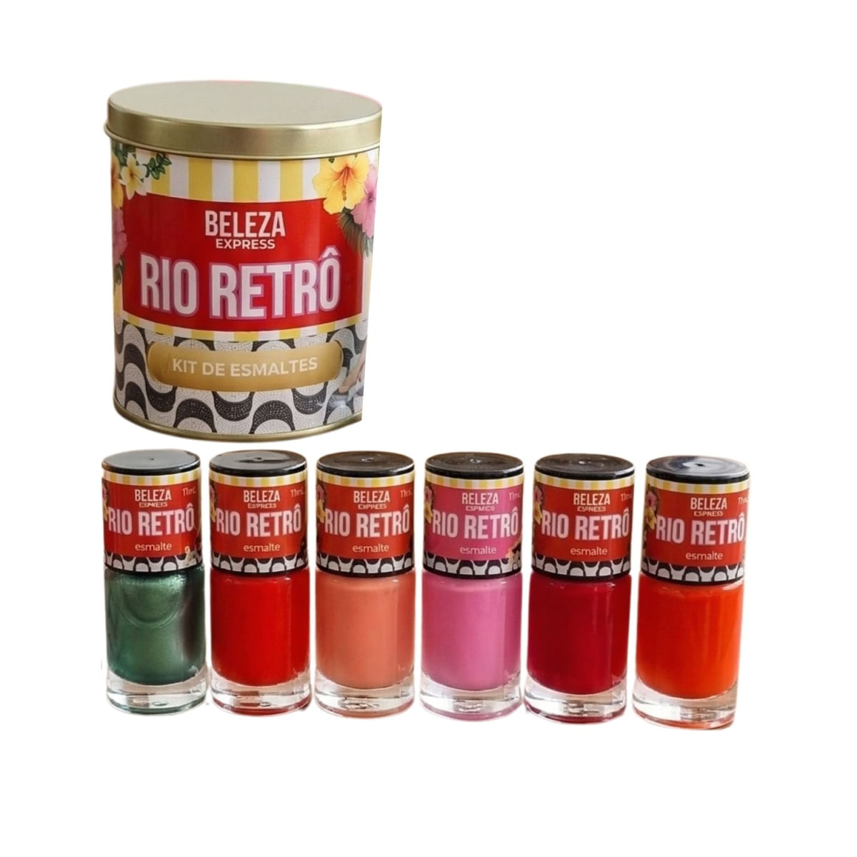 Kit de esmaltes com lata decorada Rio Retrô Beleza Express
