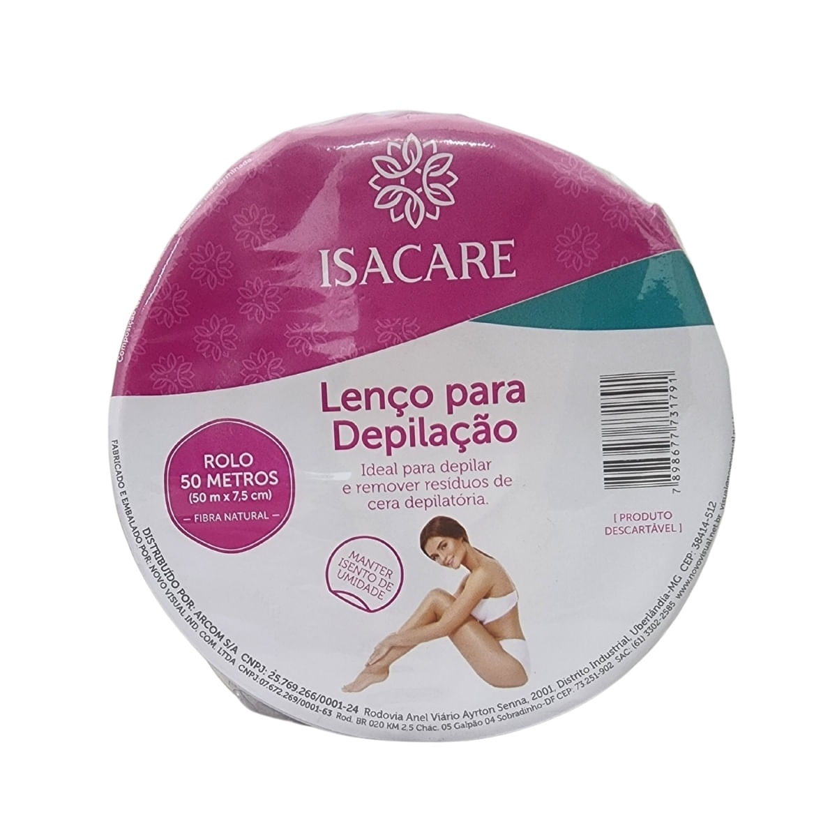 Lenço Para Depilação Rolo 50 Metros 50Mx7,5Cm Fibra Natural Isacare