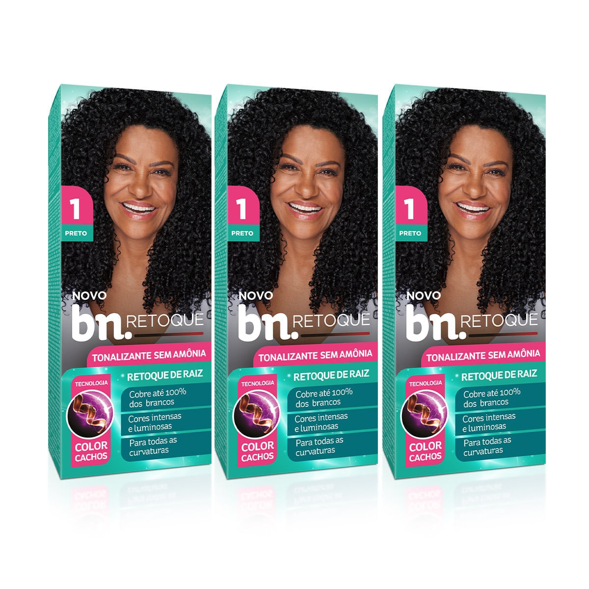 Kit Tonalizante Preto 1.0 Sem Amônia 90g (3 itens)