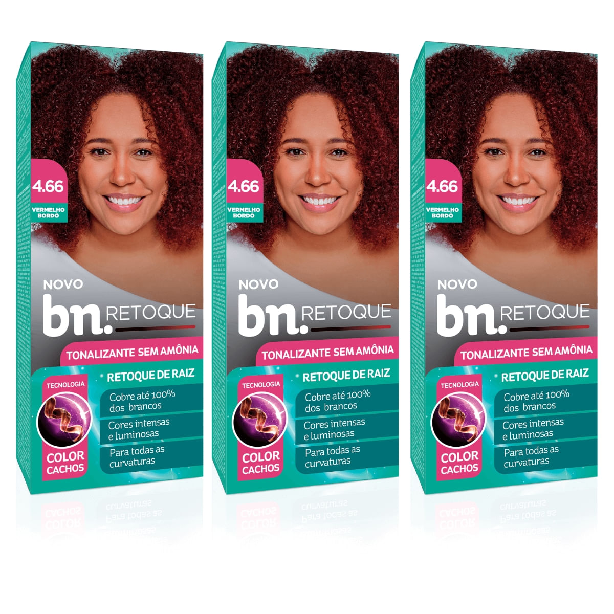Kit Tonalizante Vermelho Bordô 4.66 Sem Amônia 90g (3 itens)