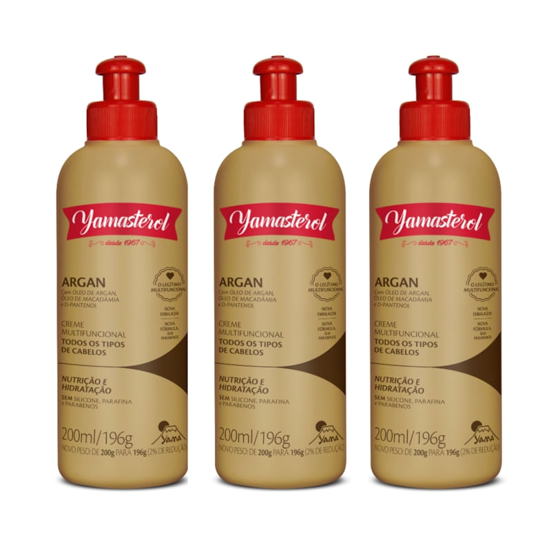 Creme Multifuncional Yamasterol Argan  200ml (Kit C/03) - Perfumaria em Casa