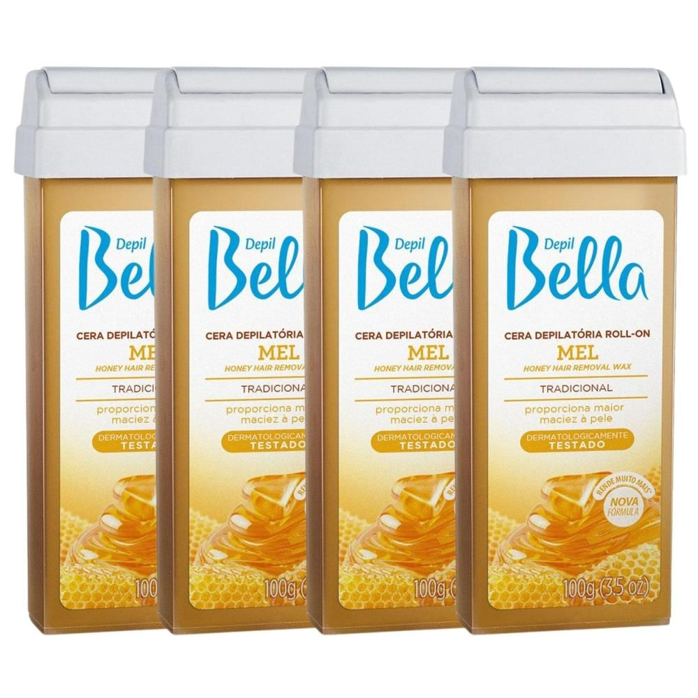 Kit Cera Rollon Profissional Depil Bella De Mel 4 Unidades