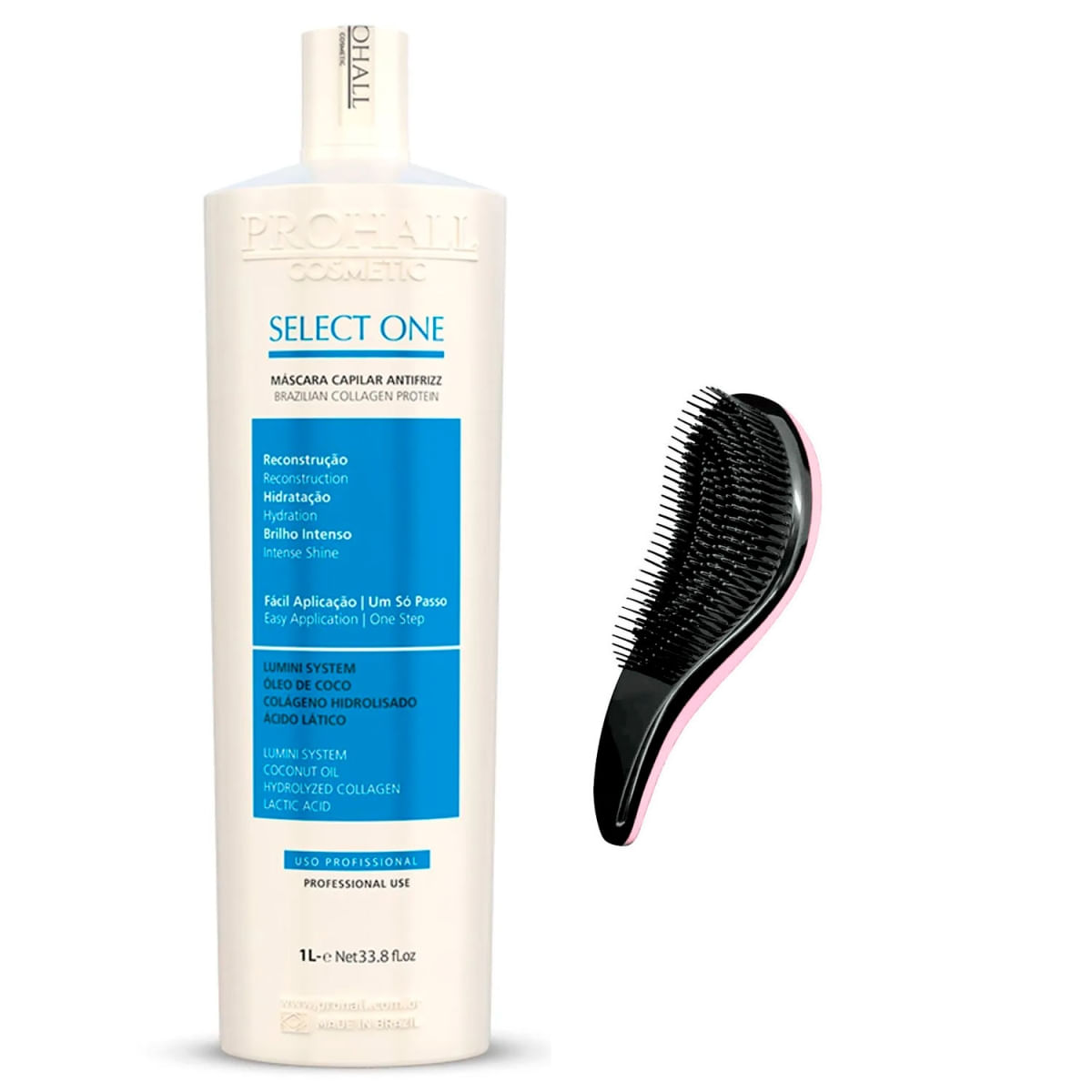 Antifrizz Select One Prohall 1 Litro + Escova Desembaraçar