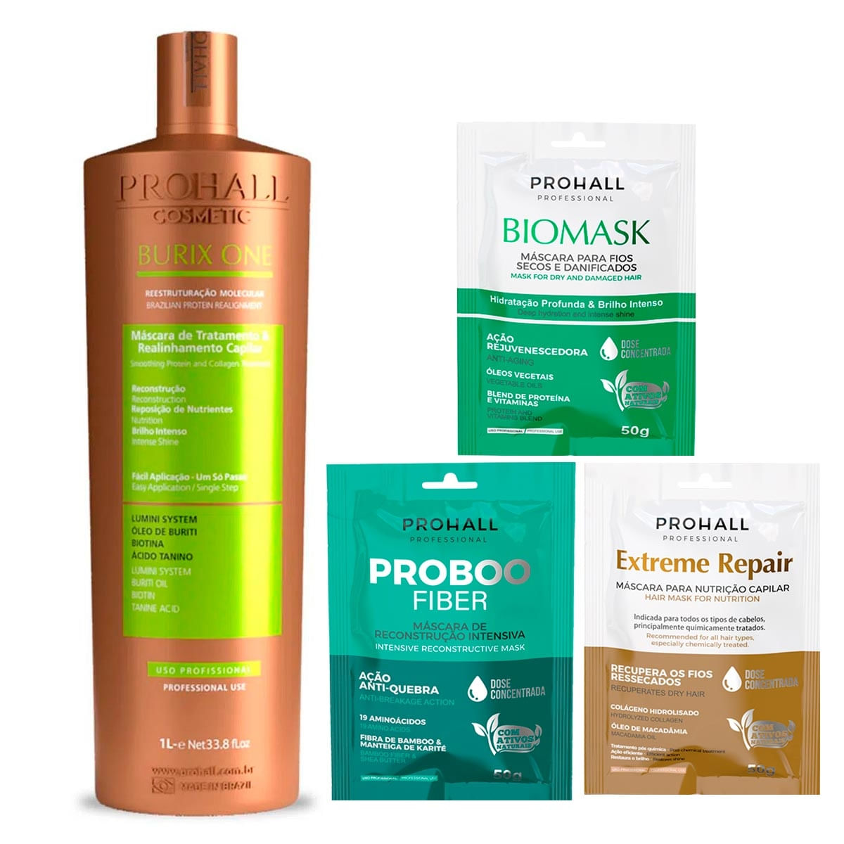 Burix One Prohall 1 Litro +Cronograma Capilar Premium 3X50G