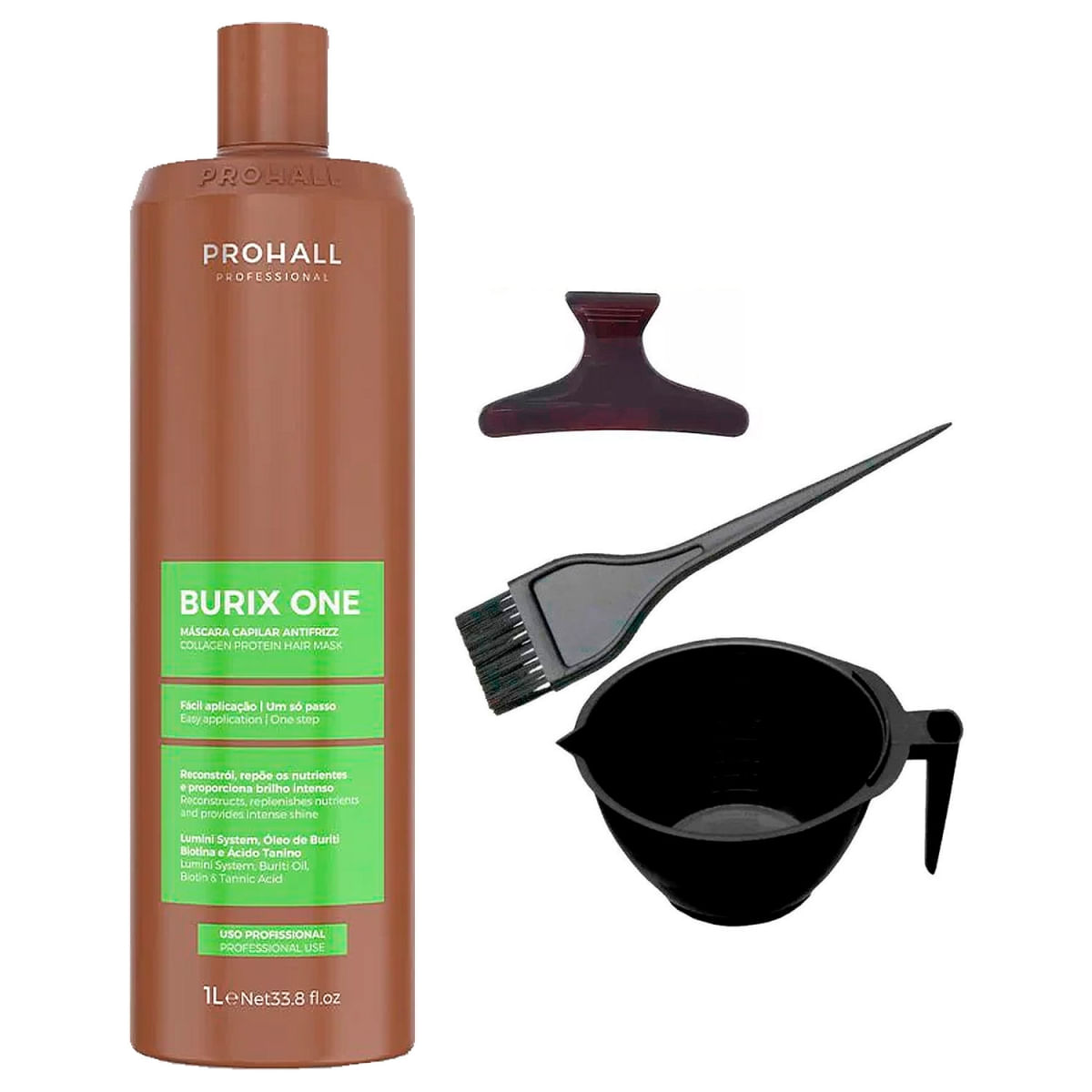 Antifrizz Potente Progressiva Burix One 1 Litro Prohall +Cumbuca/Presilha
