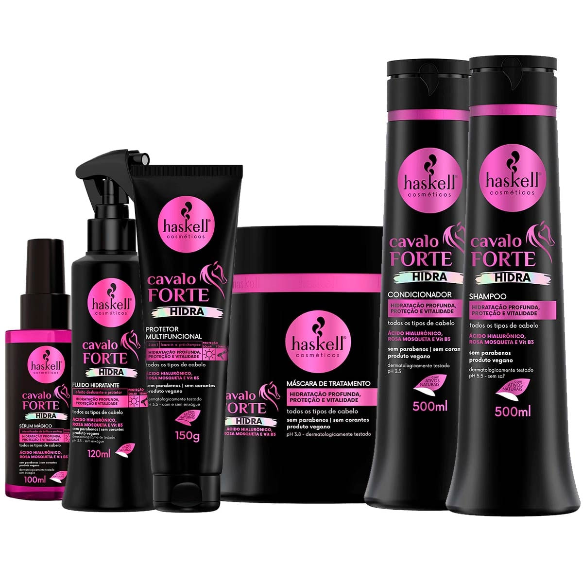 Haskell Cavalo Forte Hidra 500Ml 6 Itens Ultra Hidratação