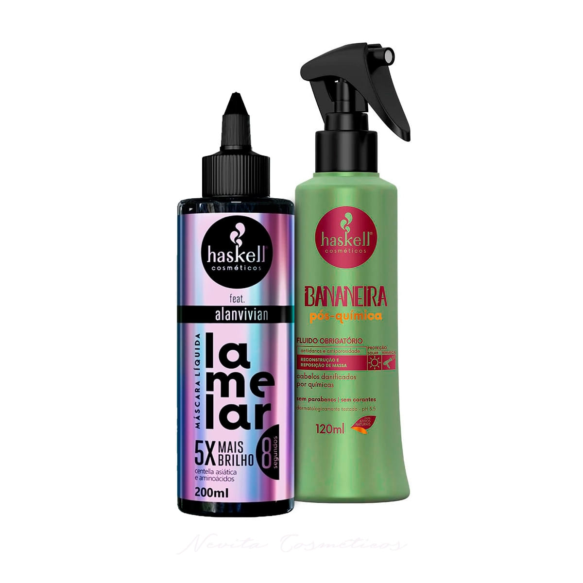 Máscara Lamelar Haskell 5X Brilho 200Ml + Fluido Bananeira