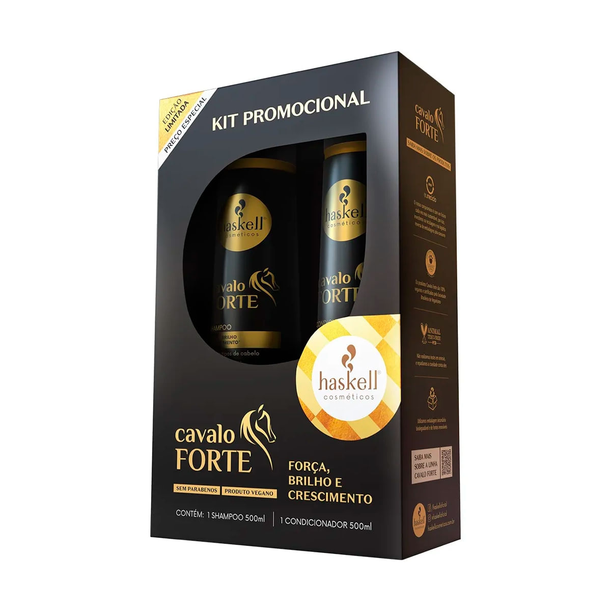 Promopack Haskell Cavalo Forte 500Ml Original Cresce Cabelo