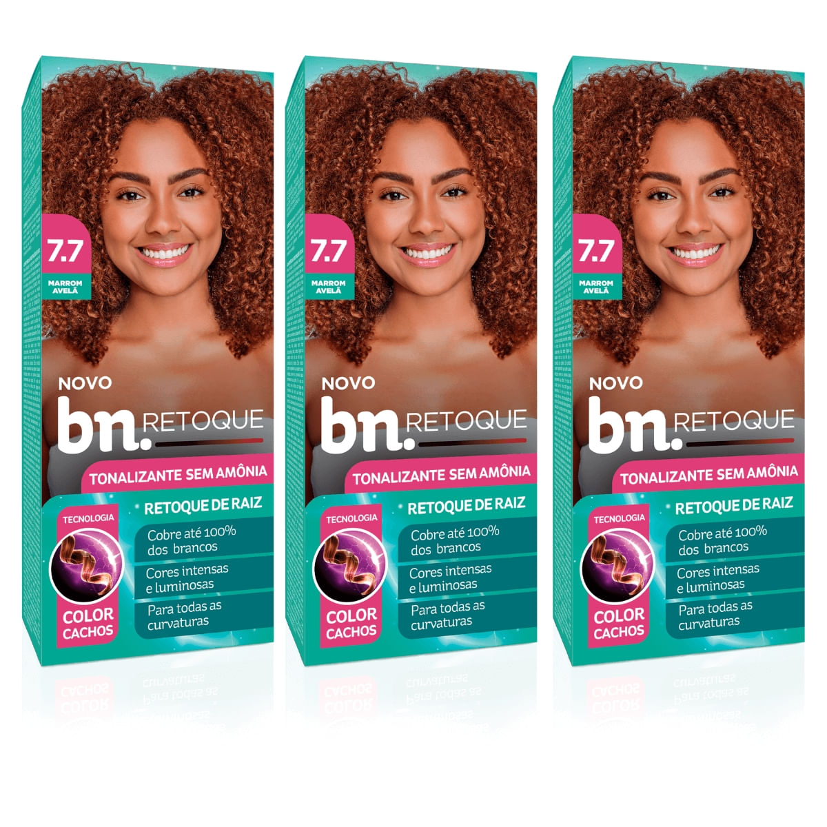 Kit Tonalizante Marrom Avelã 7.7 Sem Amônia 90g (3 itens)