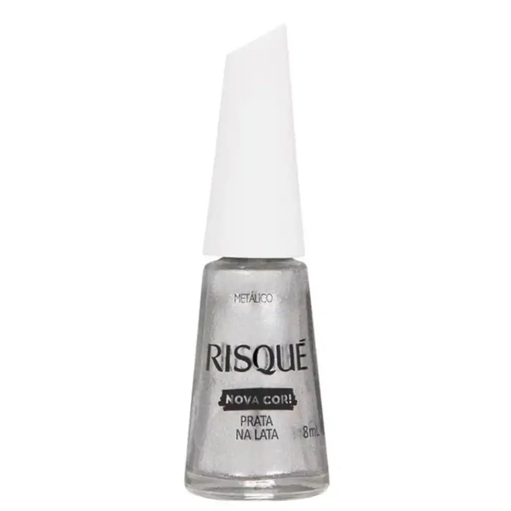 Esmalte Metálico Prata Na Lata Risqué 8ML